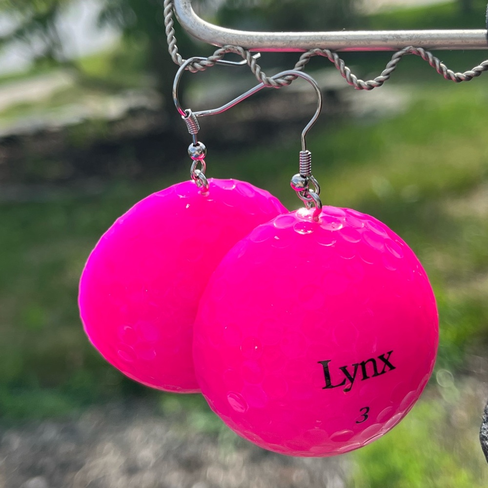 Hot Pink Golf Ball Earrings